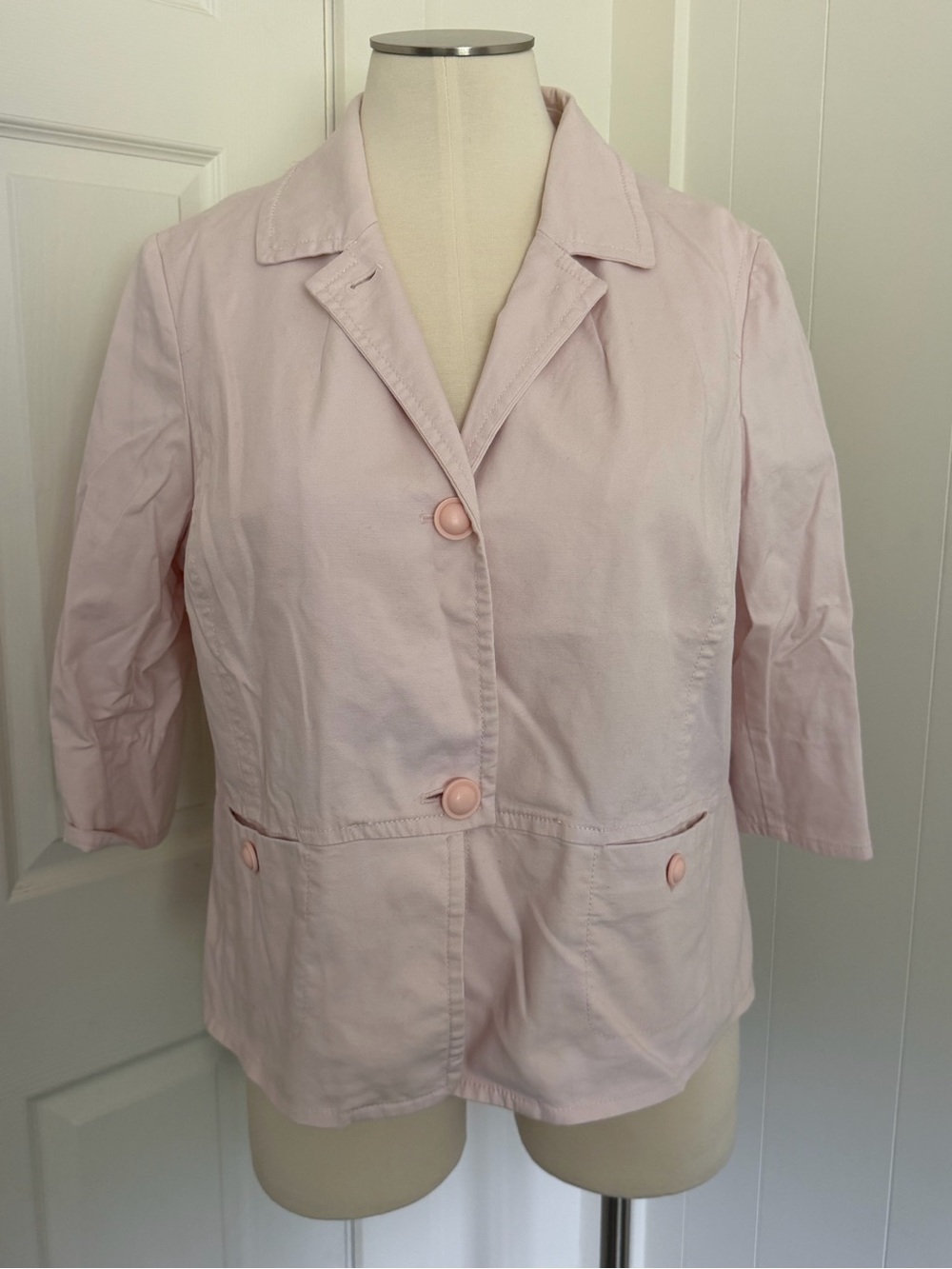 Talbots Pale Pink Cotton Blazer Jacket Womens cotton blazer light pink 20W